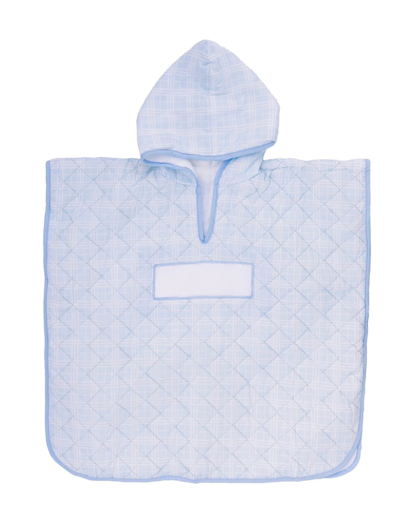Embroidered Quilted Hooded Towel - Blue Plaid