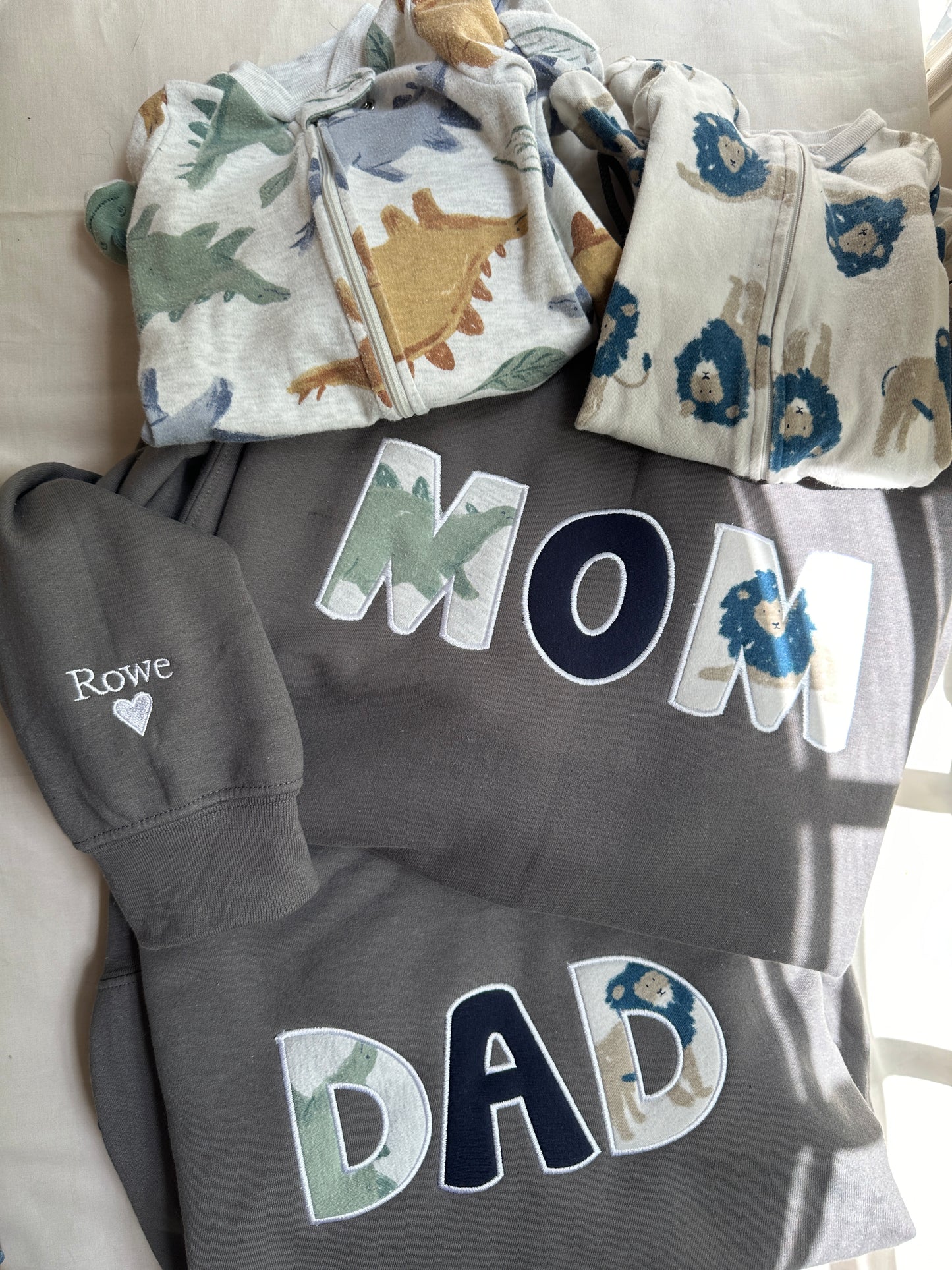 Custom Embroidered Sweatshirt w/ YOUR Baby Onesies