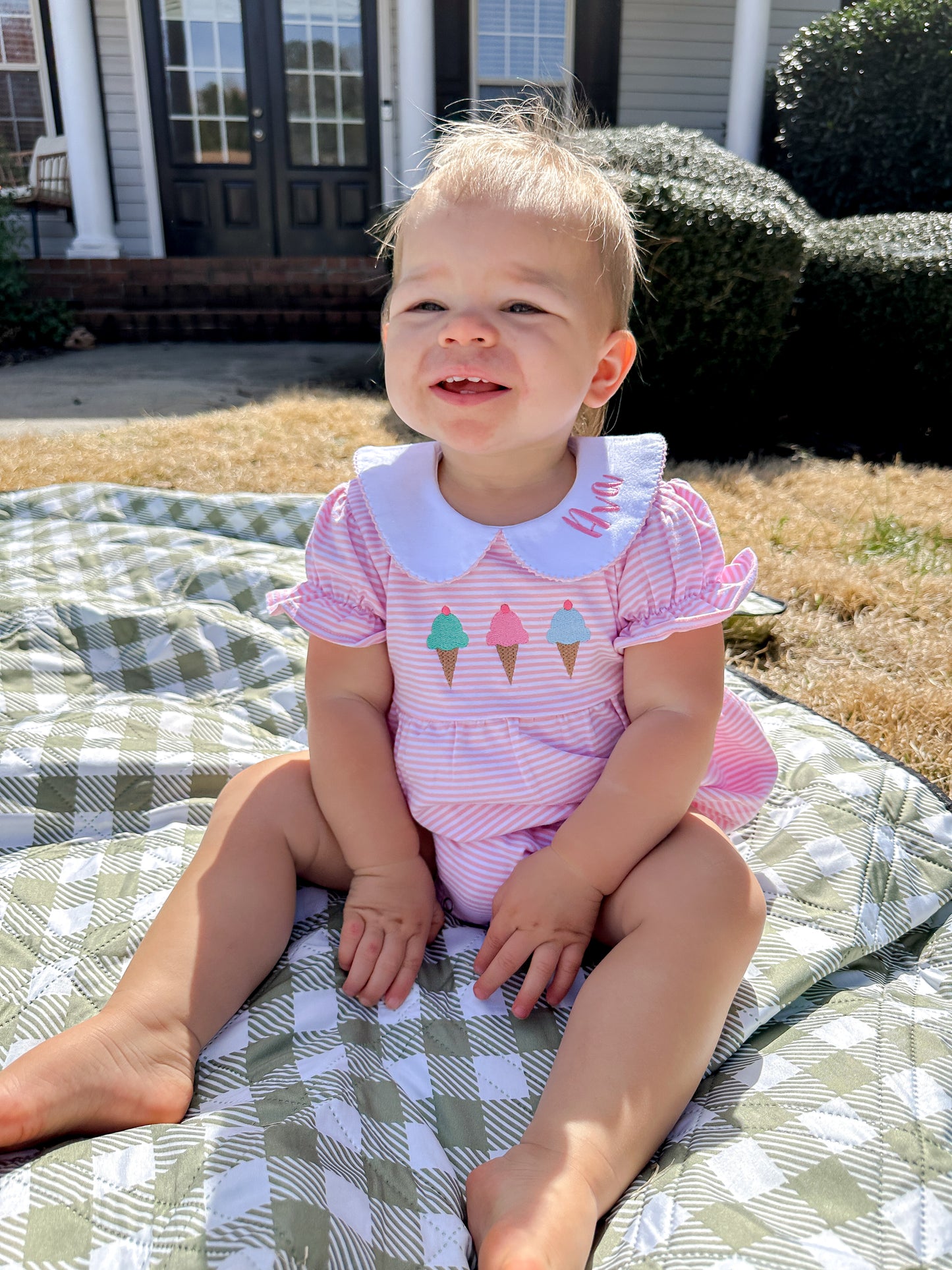 Ice Cream Trio Striped Romper