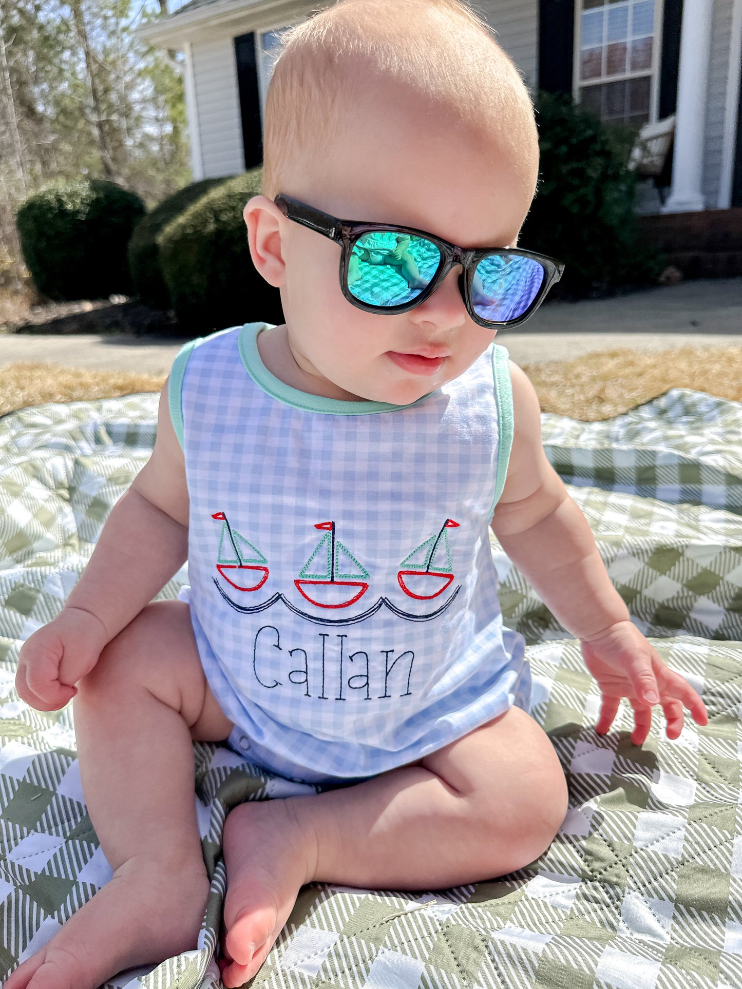 Personalized Sailboat Trio Romper