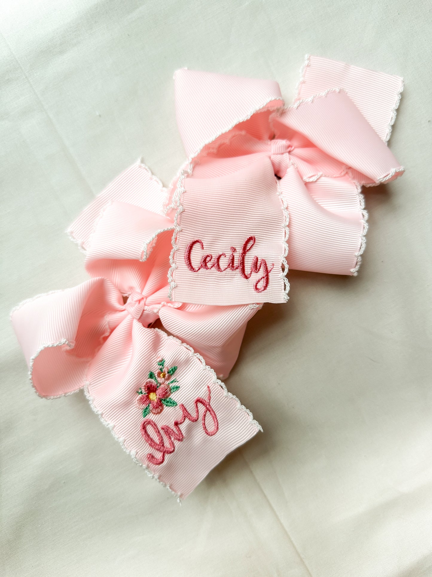 Cute Girl Embroidered Hair Bow- Short