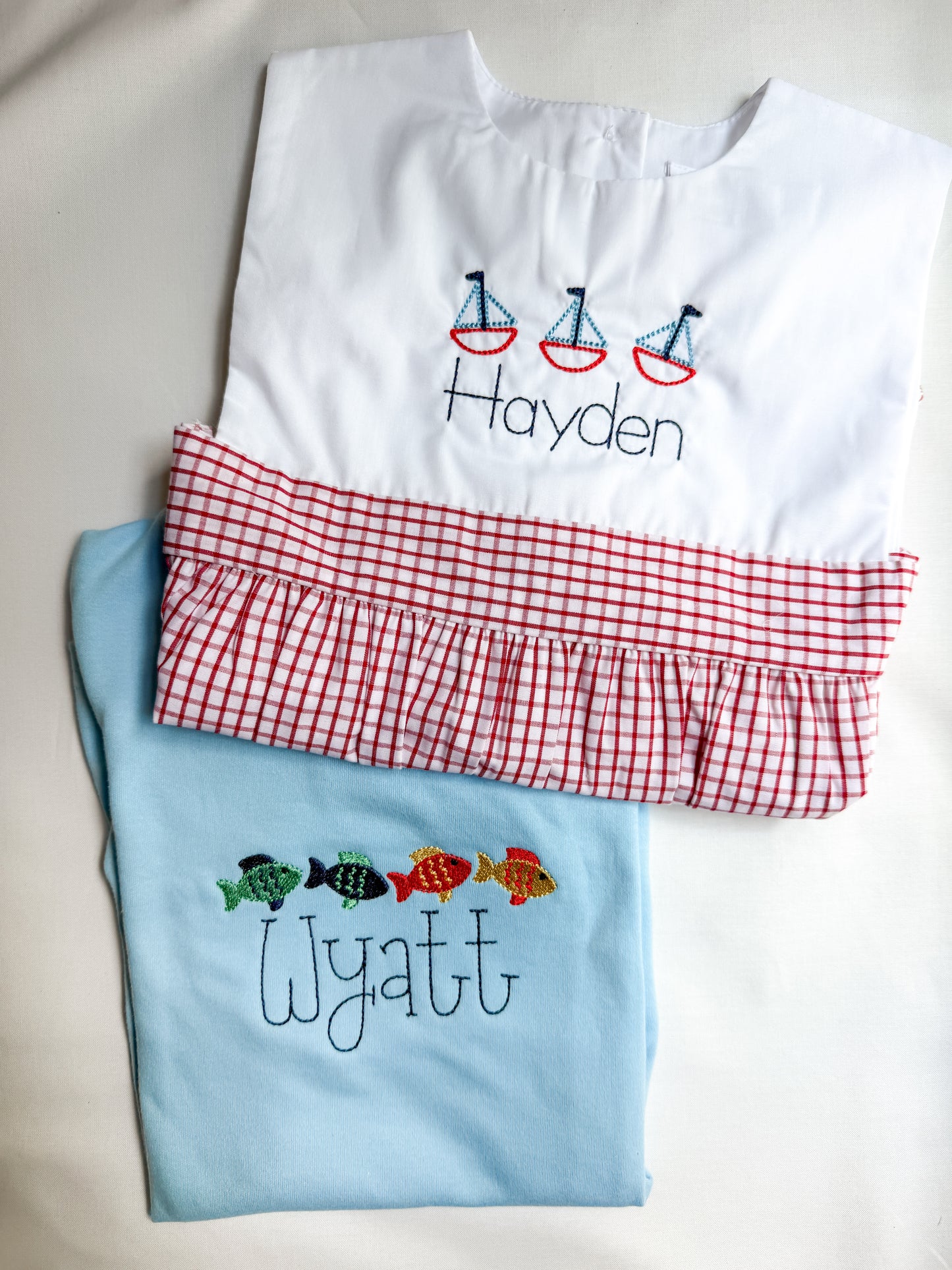 Red Gingham Bubble w/ Sailboat Trio