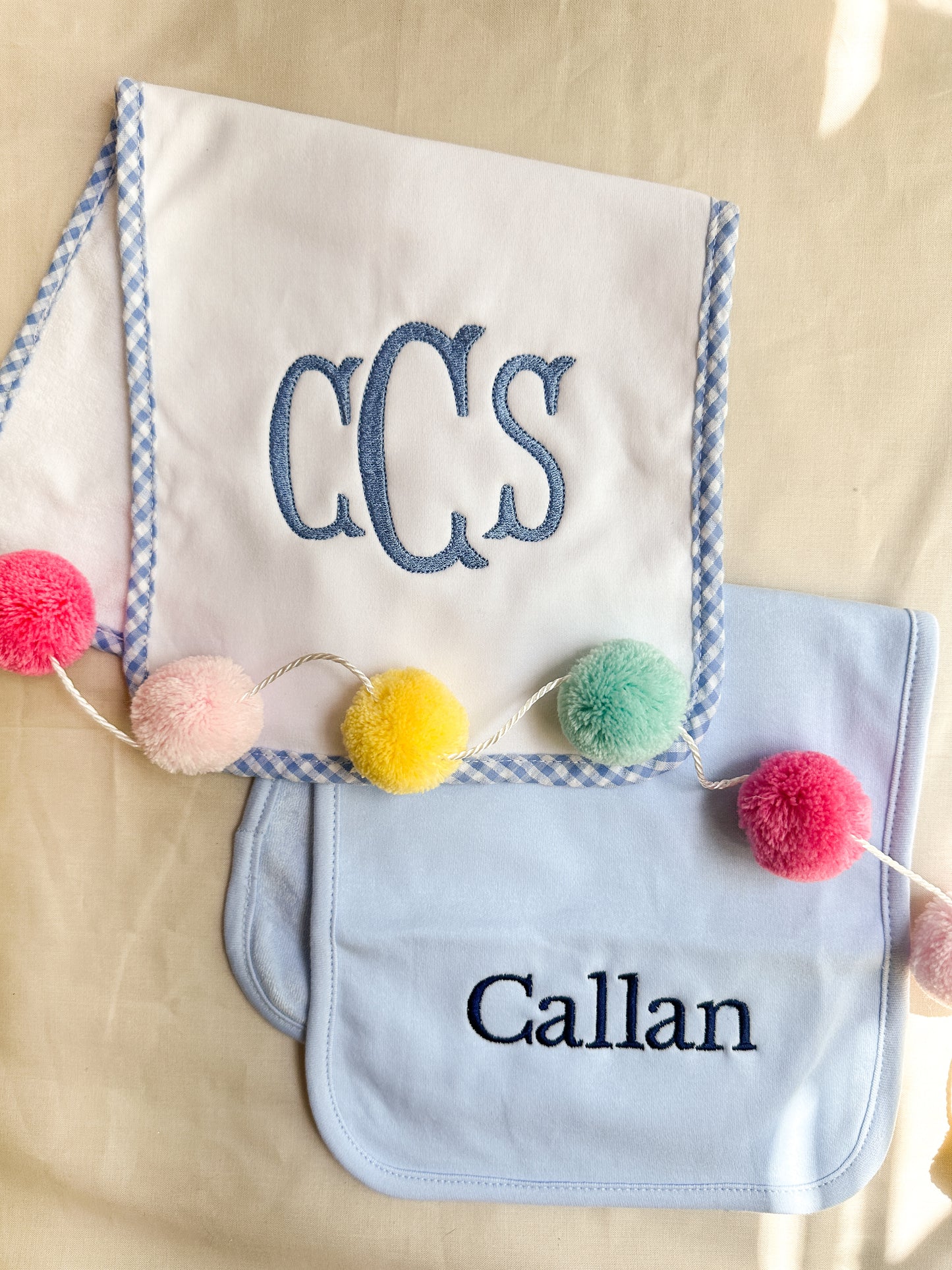 Monogram Embroidered Burp Cloth