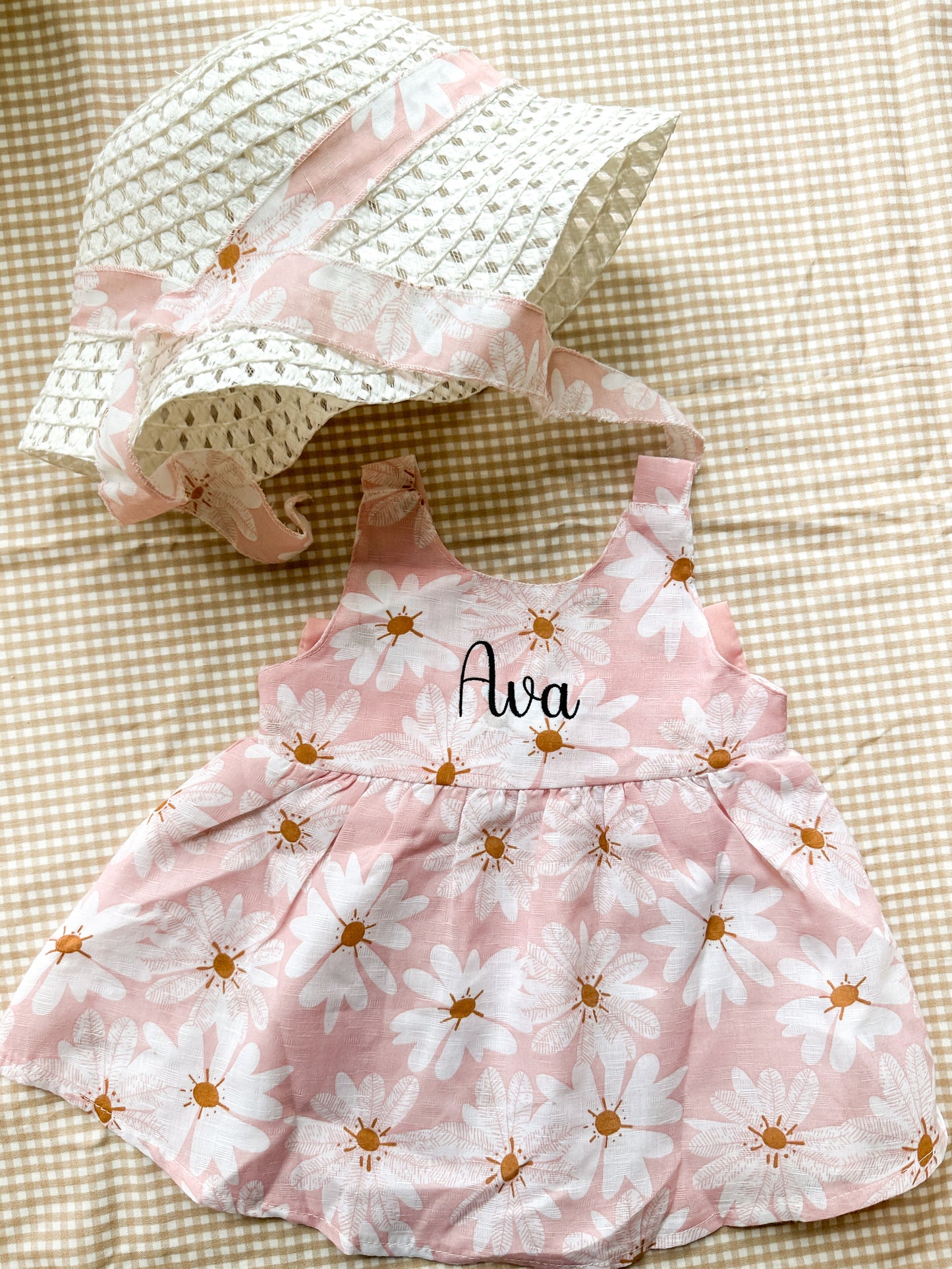 Baby Girl Daisy Floral Tank Dress with Hat Set
