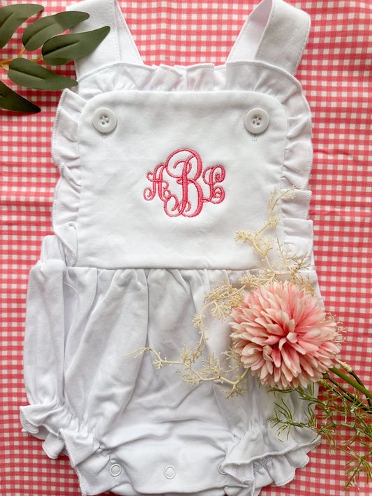 Monogrammed Girl's Ruffled Bodysuit