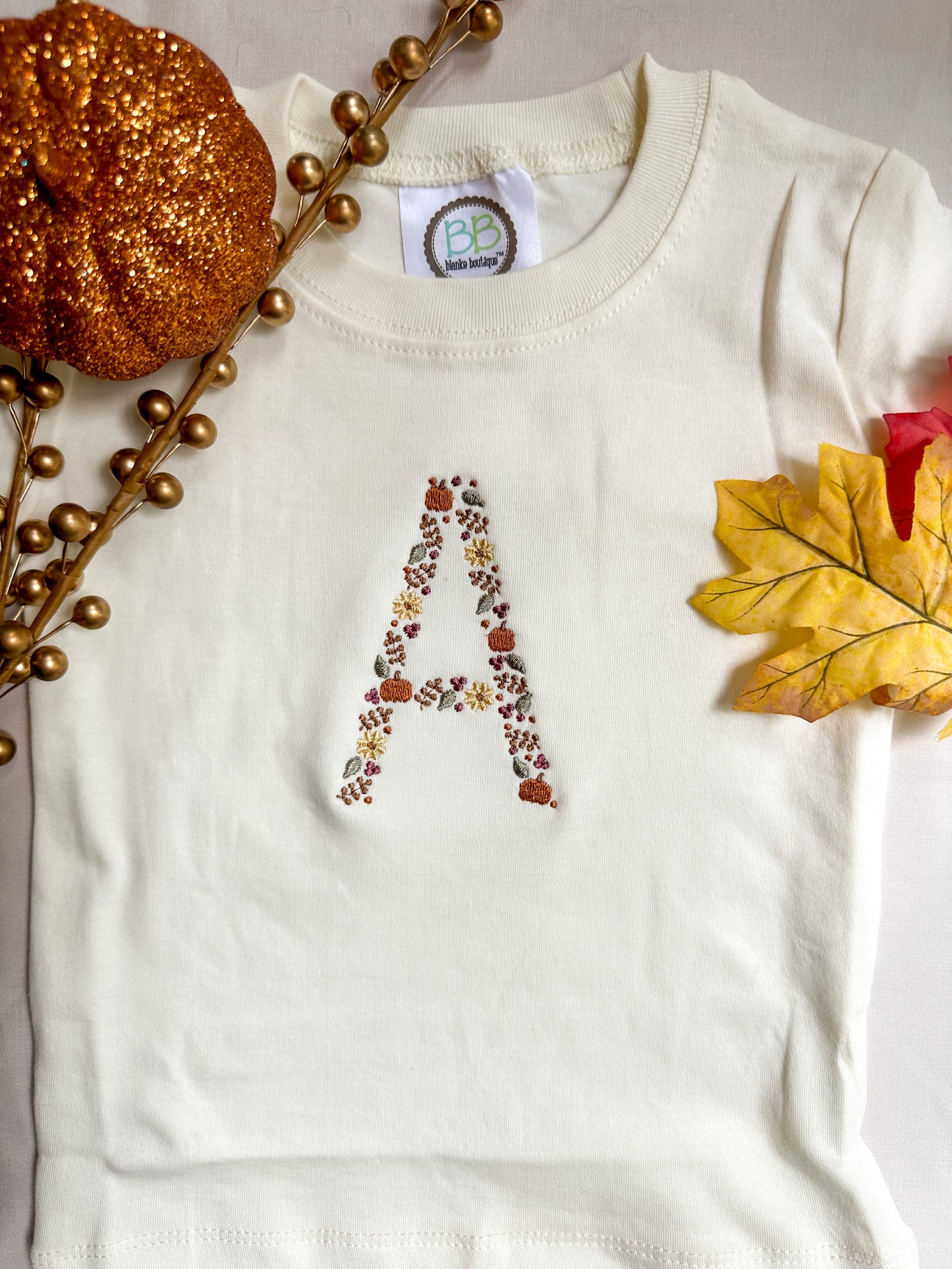 Sunflower & Pumpkin Initial Personalized T-Shirt