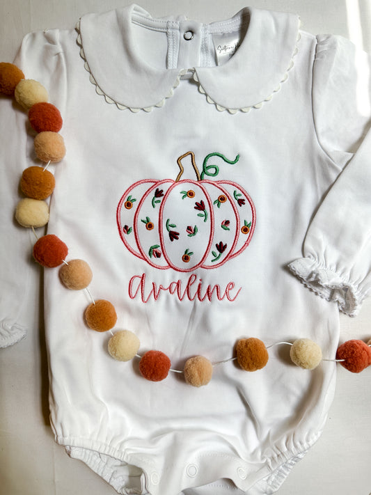 Personalized Floral Pumpkin Bubble OR T-Shirt
