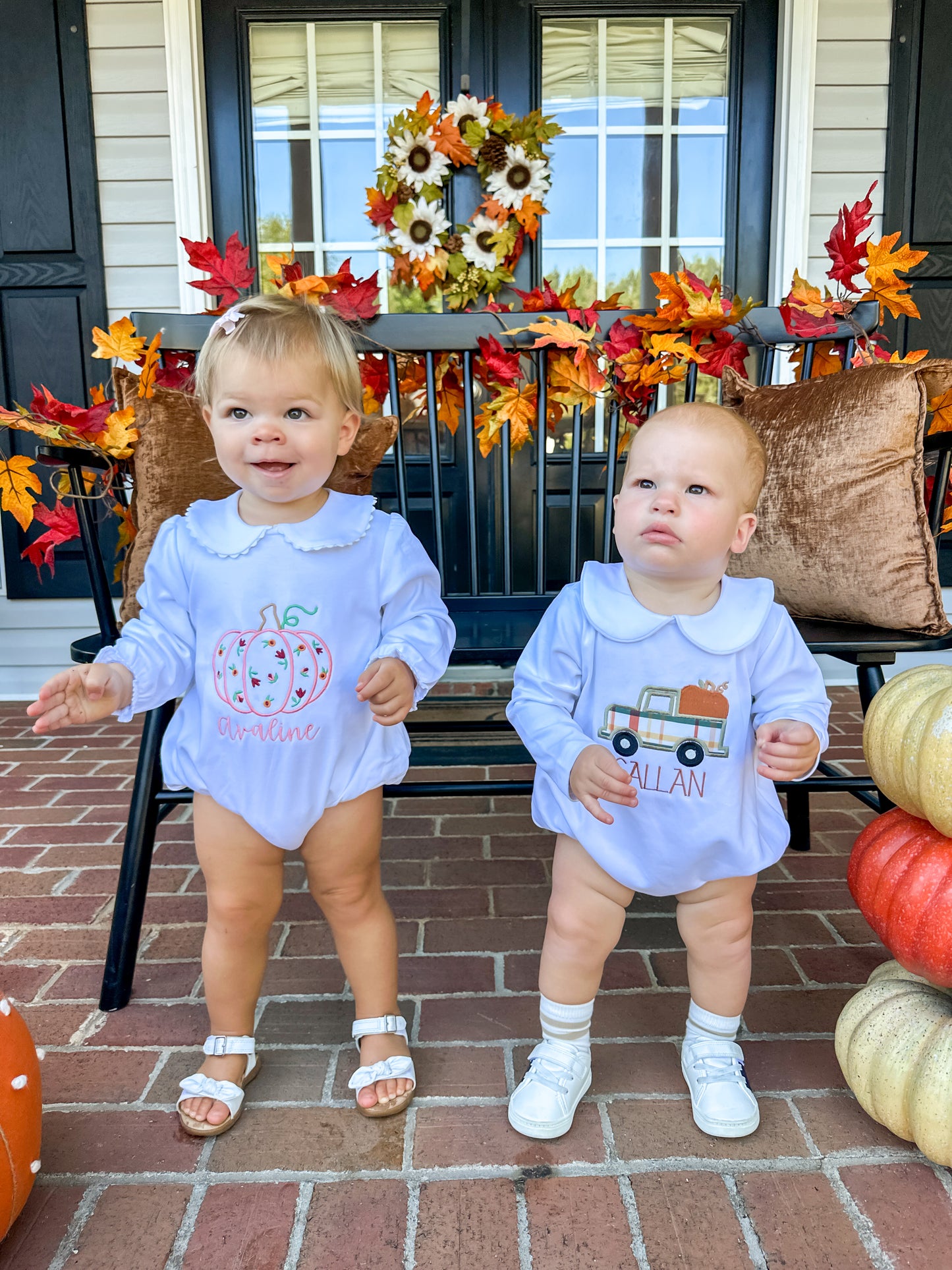 Personalized Floral Pumpkin Bubble OR T-Shirt