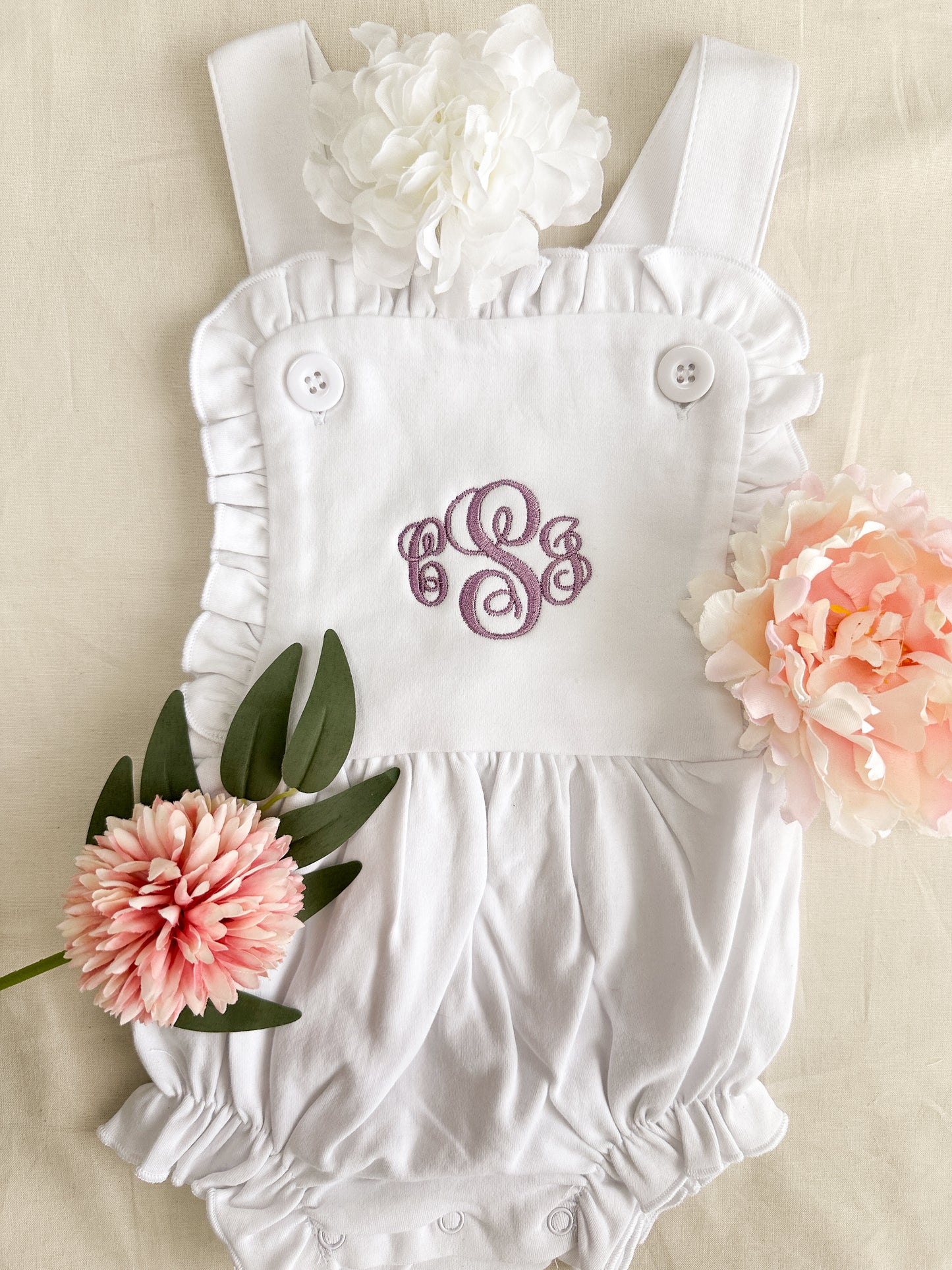 Monogrammed Girl's Ruffled Bodysuit