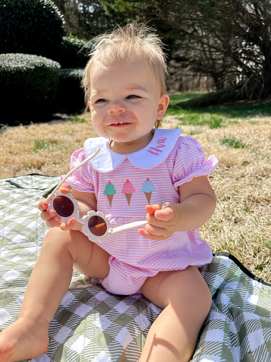 Ice Cream Trio Striped Romper