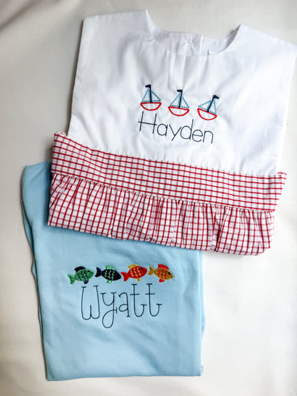Red Gingham Bubble w/ Sailboat Trio