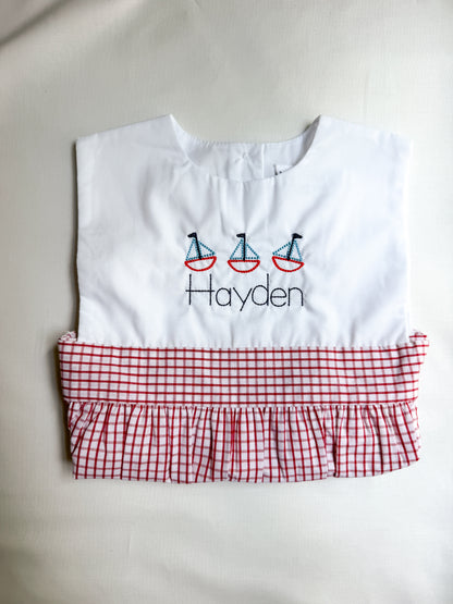 Red Gingham Bubble w/ Sailboat Trio
