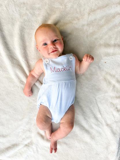 Blue Sunsuit w/ Red Personalization