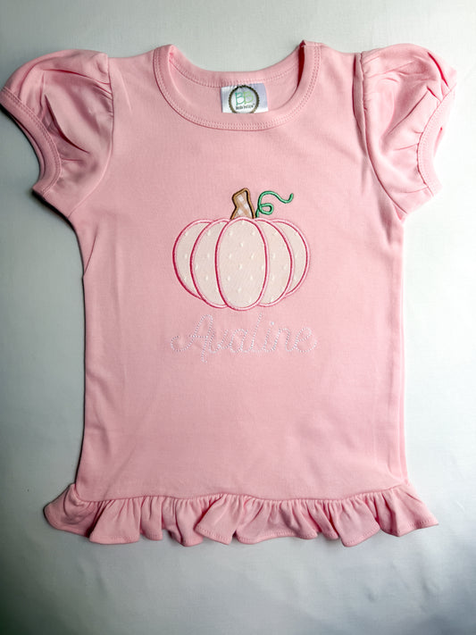 Personalized Pink Pumpkin Ruffle Shirt
