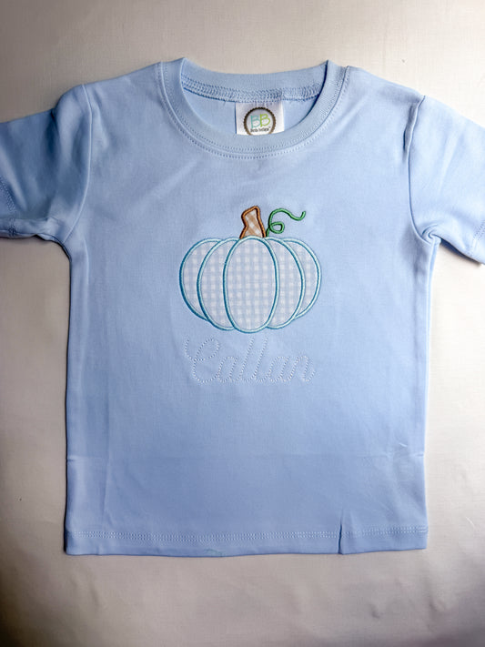 Personalized Gingham Pumpkin Shirt