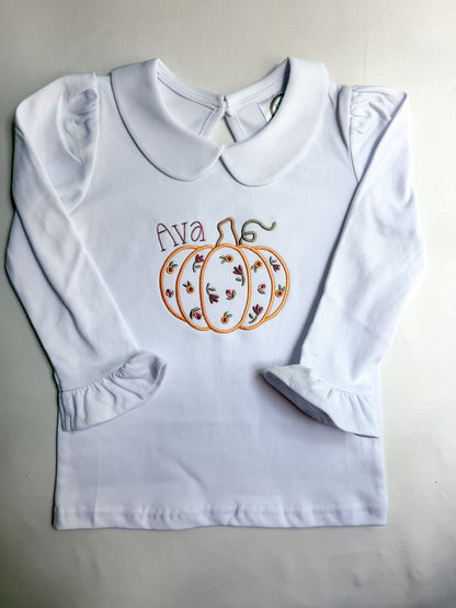 Personalized Floral Pumpkin Shirt
