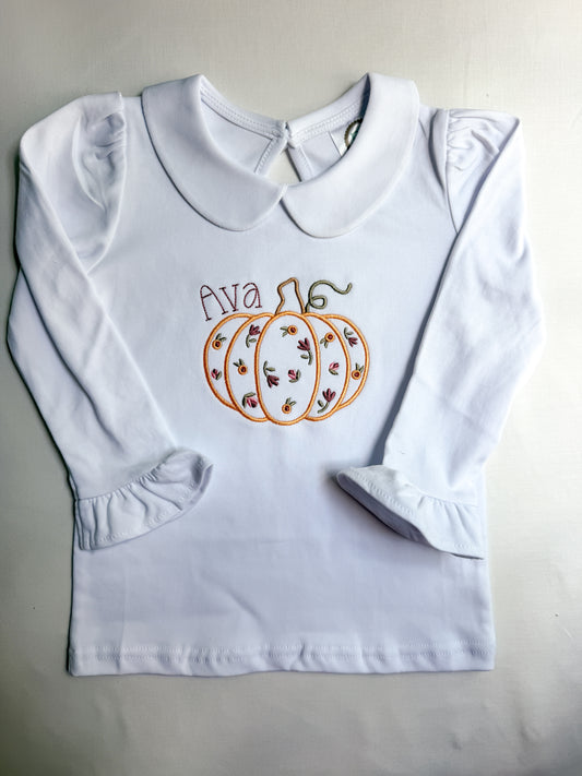 Personalized Floral Pumpkin Shirt