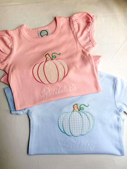 Personalized Pink Pumpkin Ruffle Shirt
