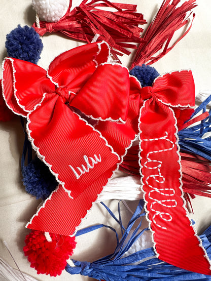 Americana Cute Girl Embroidered Hair Bow