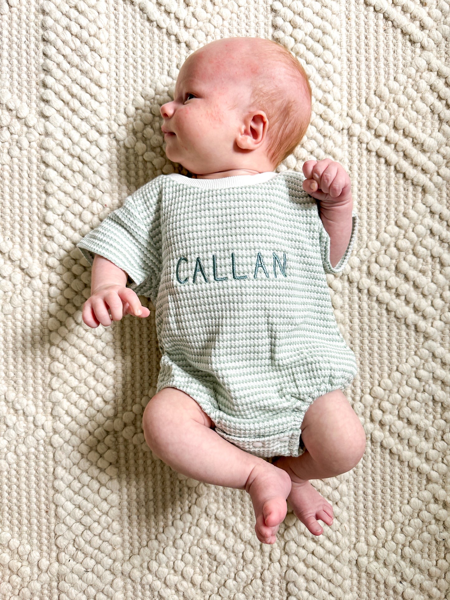 Personalized Green Waffle Romper