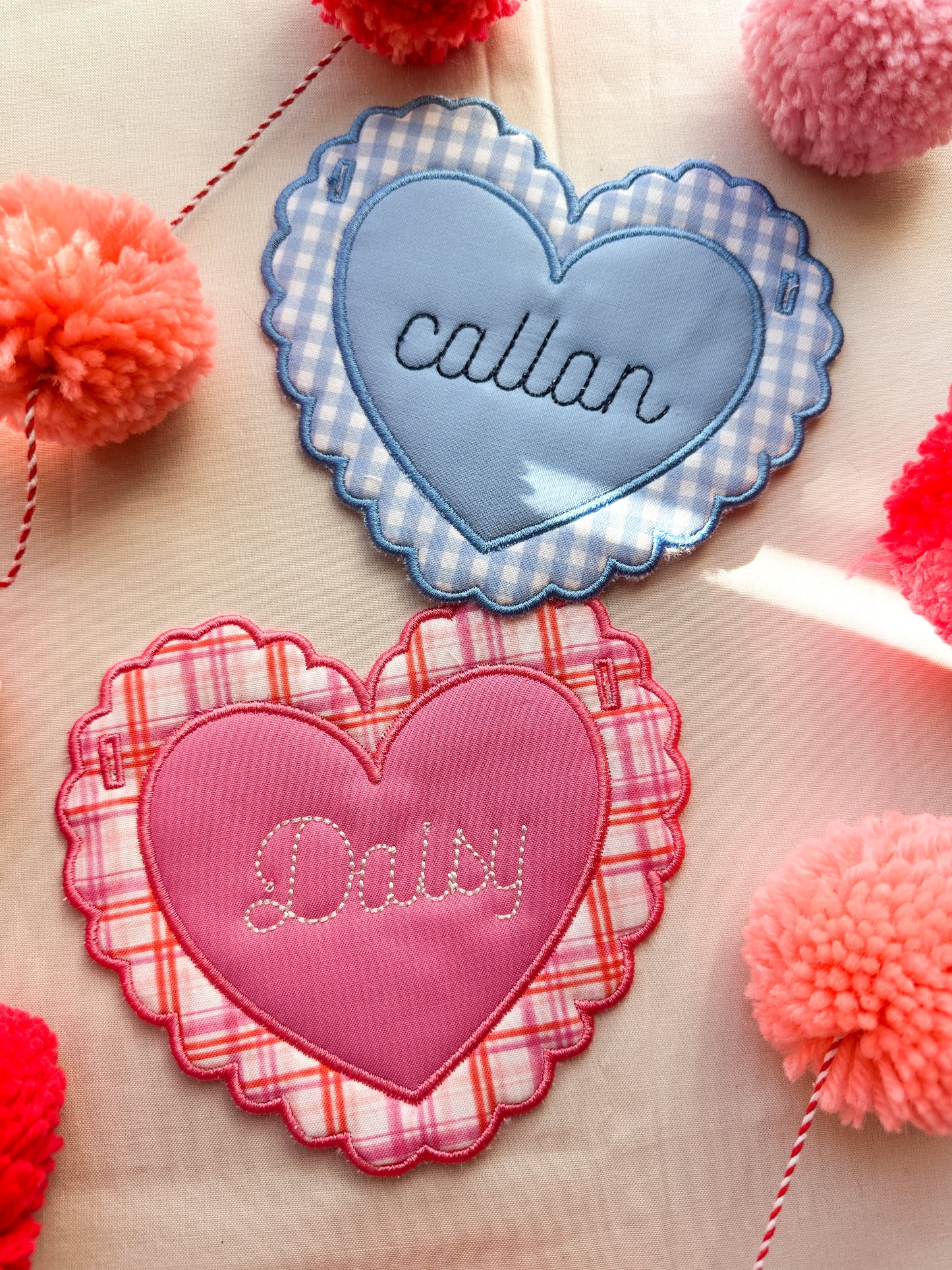 Valentine's Embroidered Basket Tags