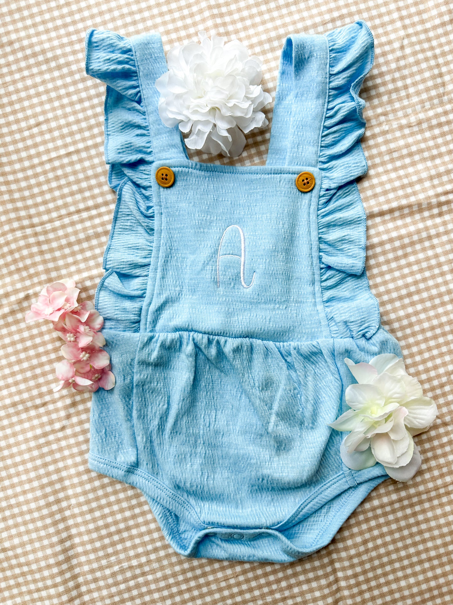 Personalized Ruffled Button Romper