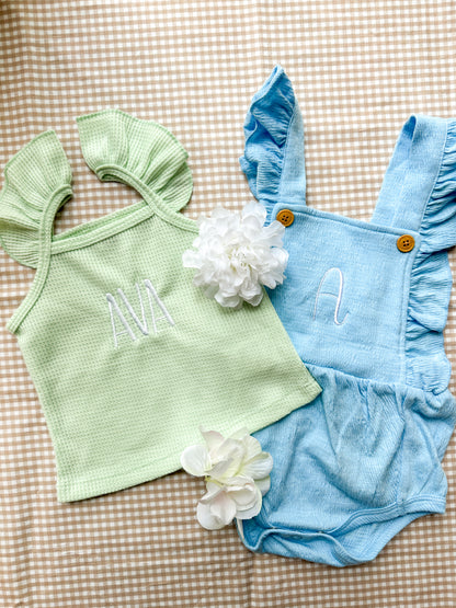 Personalized Ruffled Button Romper