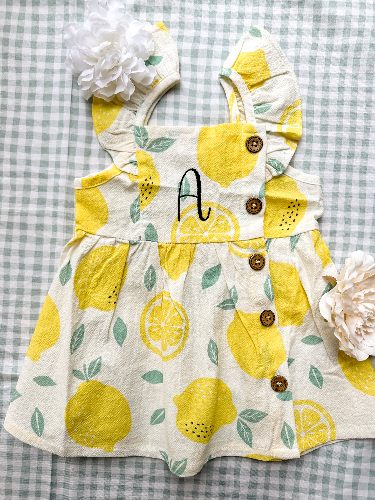 Baby Girl Lemon Button Tank Dress