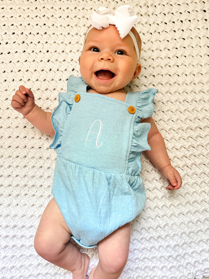 Personalized Ruffled Button Romper