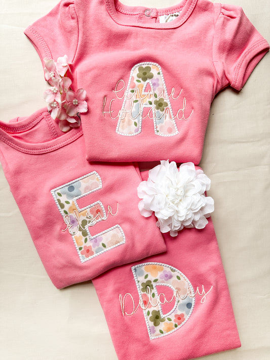 In Full Bloom Personalized Girl's Infant Bodysuit