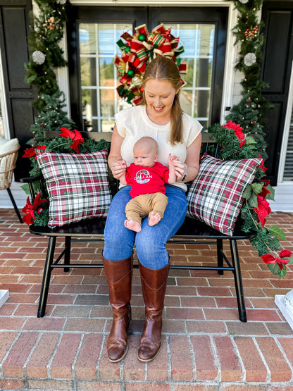 Christmas Plaid Embroidered T-Shirt