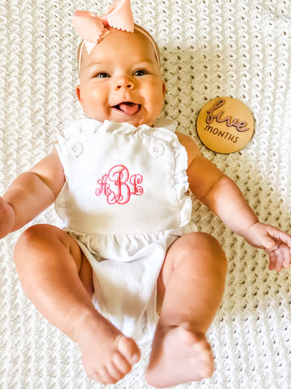 Monogrammed Girl's Ruffled Bodysuit