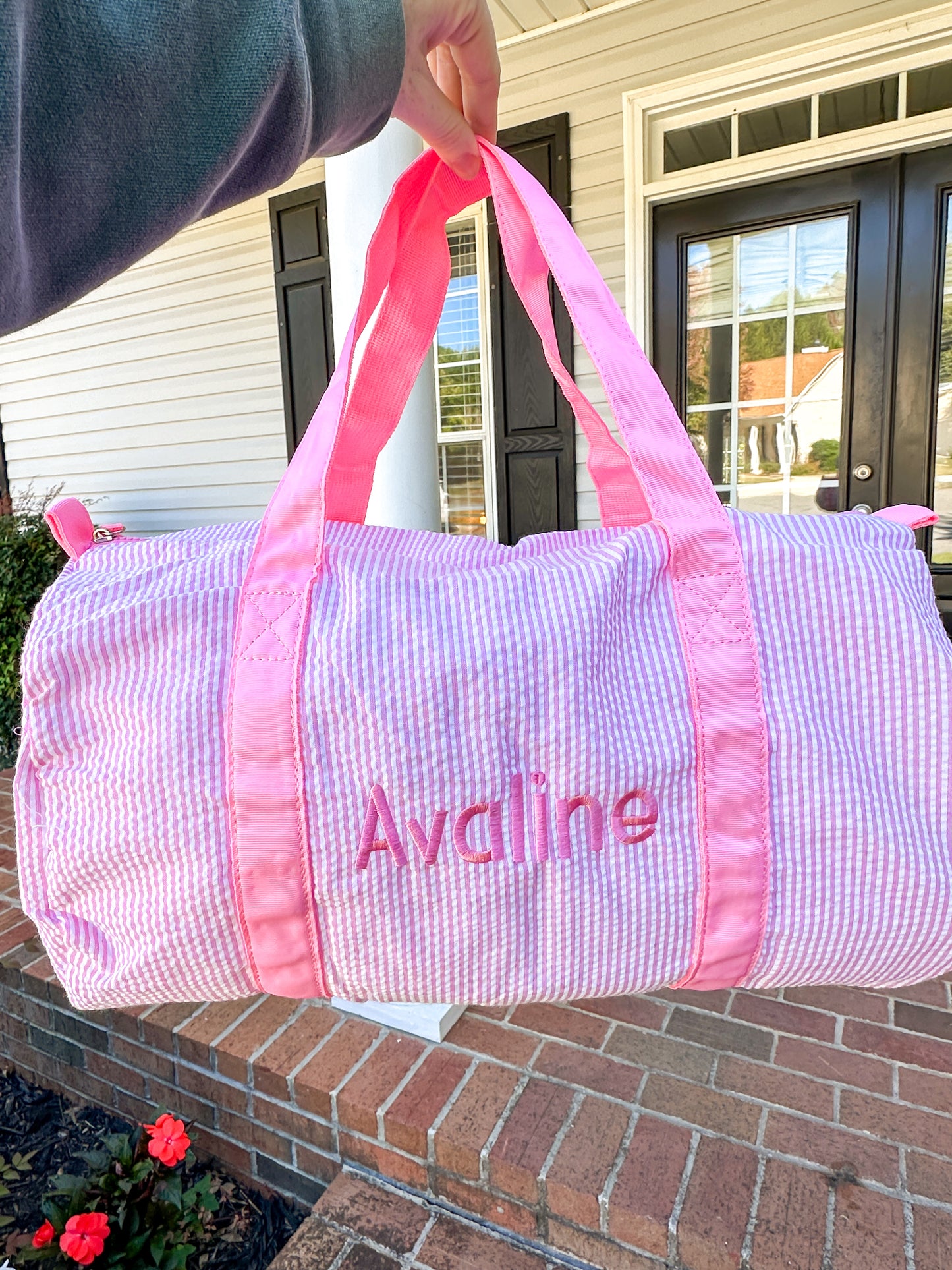 Kids Embroidered Duffle Bag - Pink