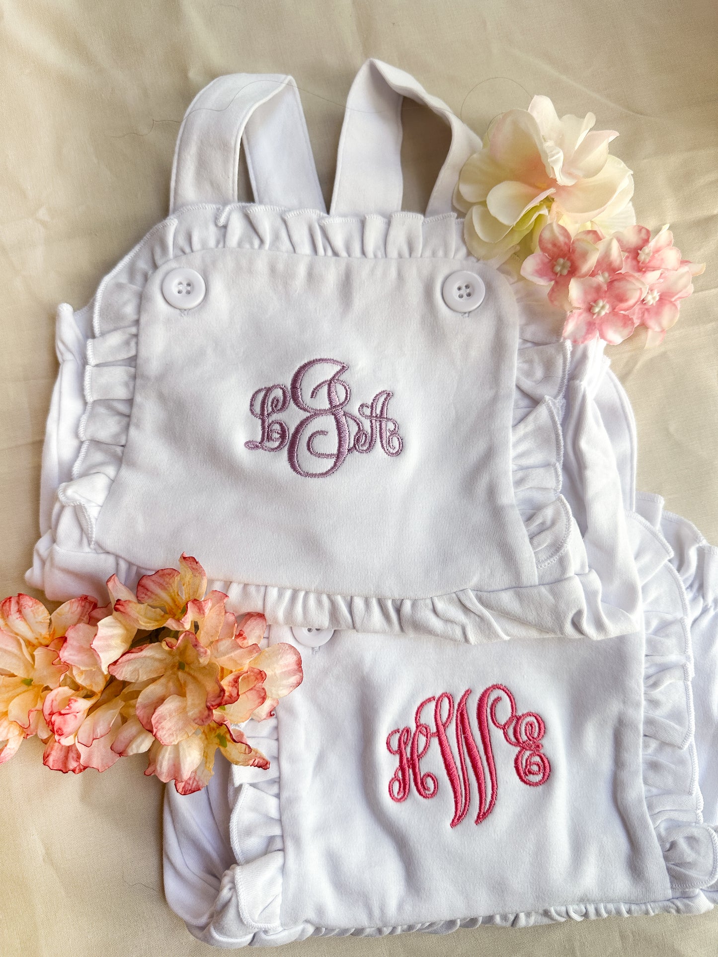 Monogrammed Girl's Ruffled Bodysuit