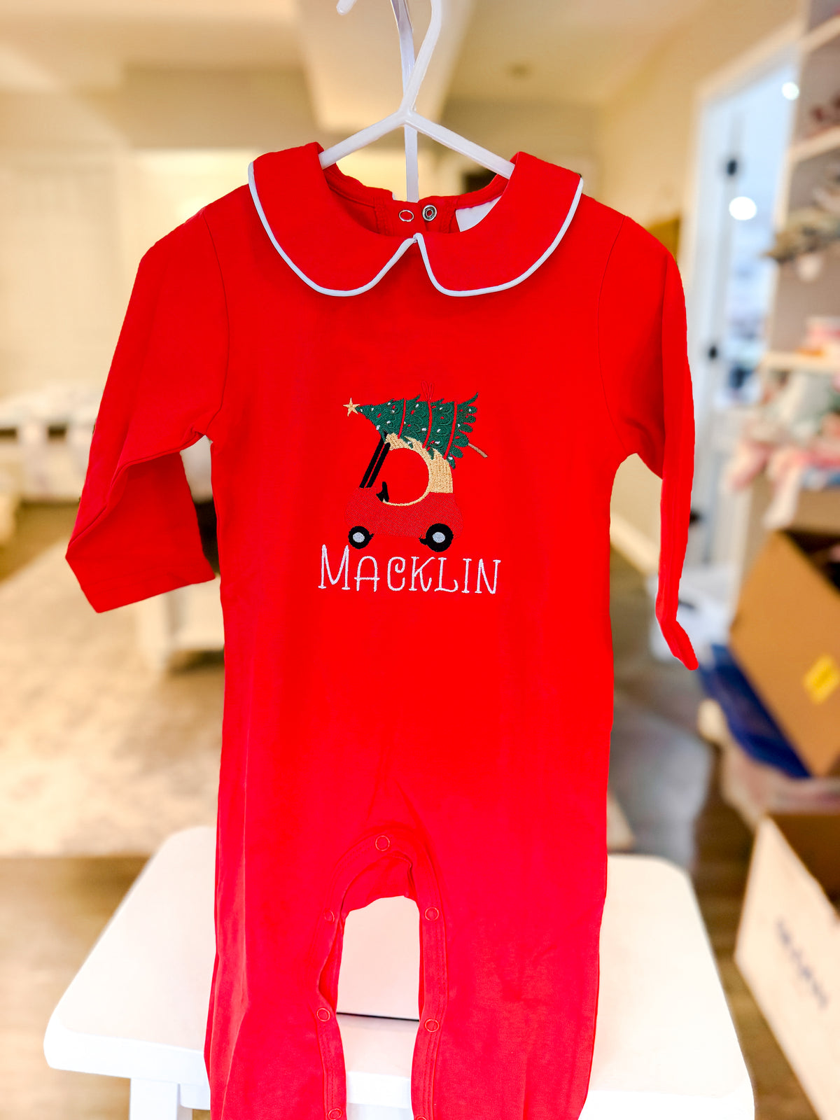 Personalized Christmas Tree Cozy Car Romper