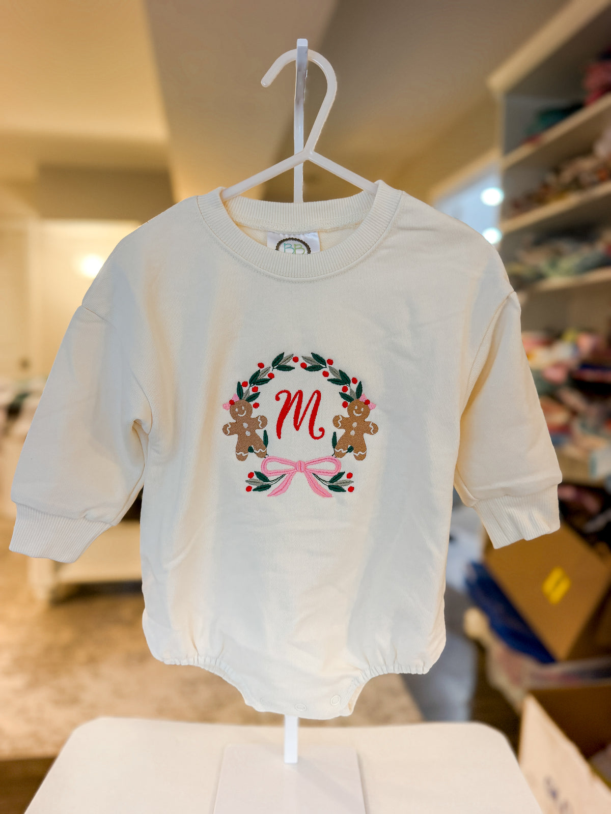 Personalized Gingerbread Christmas Wreath Sweatshirt Bubble