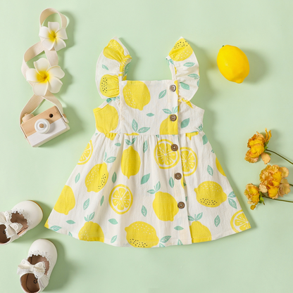 Baby Girl Lemon Button Tank Dress